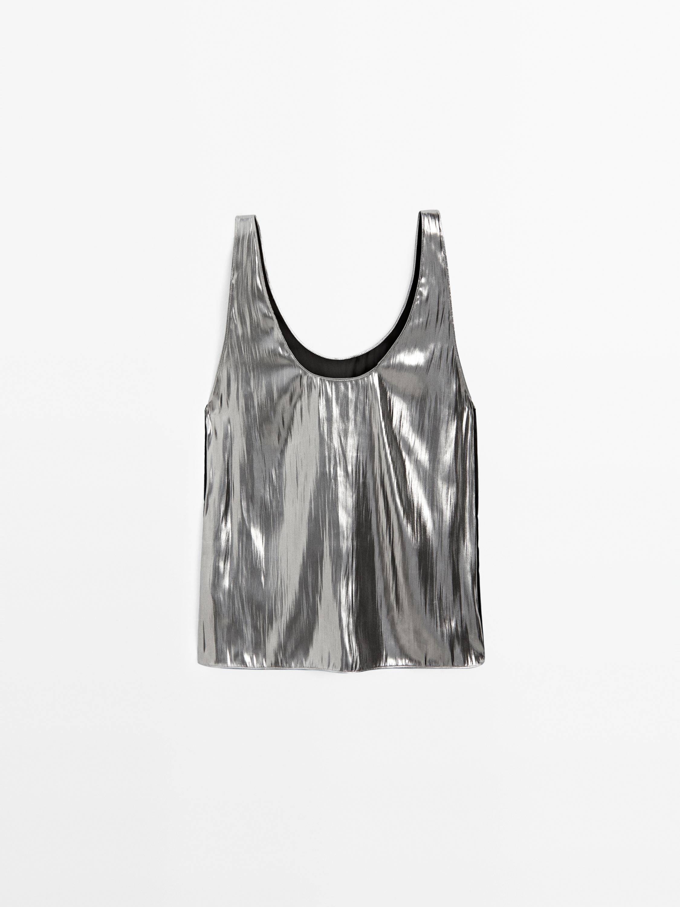 Flowing metallic strappy top